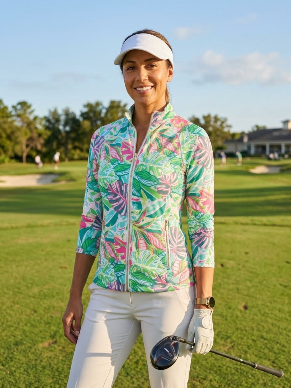 Sigrid Olsen Women’s S Full Zip Tropical Floral Golf Tennis Jacket Pockets